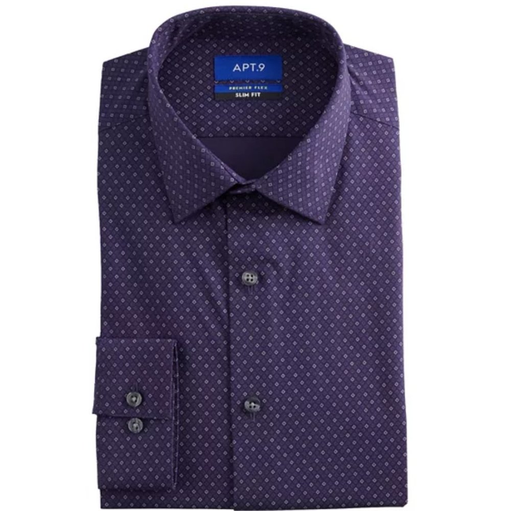 APT.9 Men Premier Flex Dress Shirt - Slim Fit - NEW